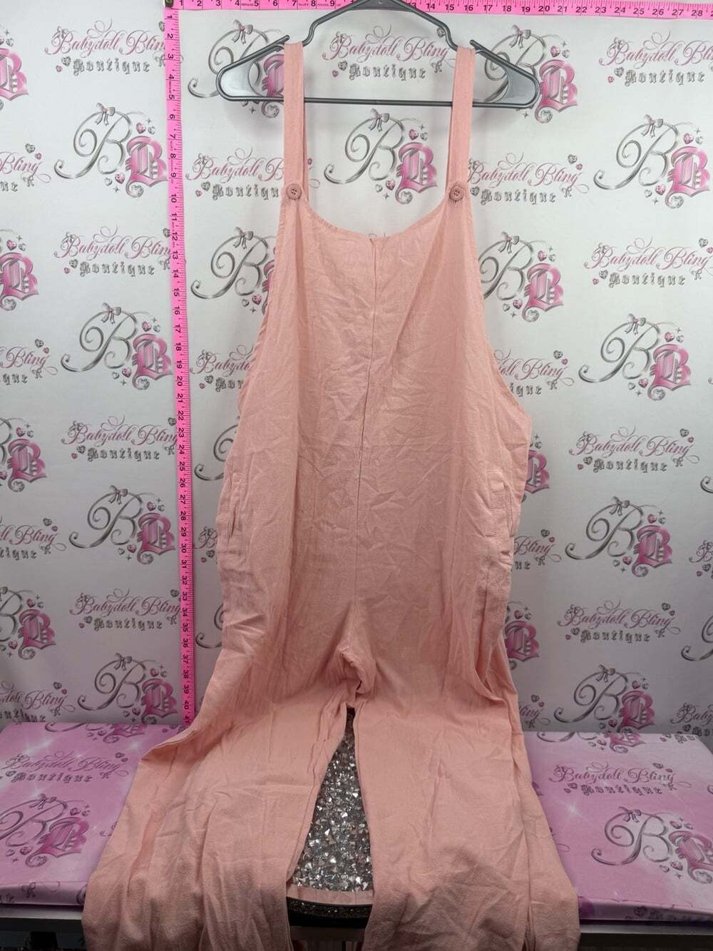 Jumper overalls style Women's Pink peach Sleeveless Romper Overalls